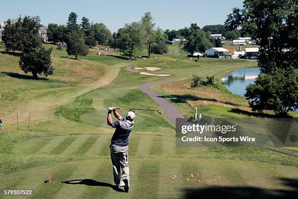 Andrew Svoboda tees off on 17 during the Final Round of the Travelers Championship at TPC River Highlands, Norton, MA.