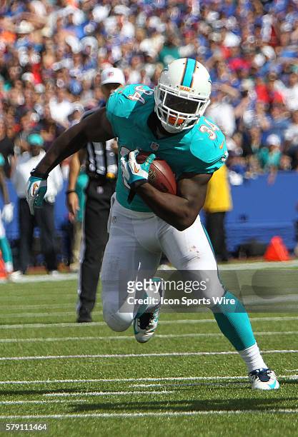 Miami Dolphins running back Damien Williams during a NFL game between the Miami Dolphins and Buffalo Bills at Ralph Wilson Stadium in Orchard Park,...