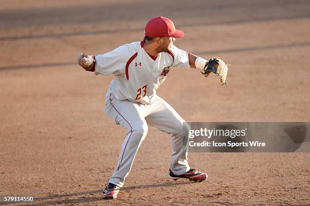 Boston College's Gabriel Hernandez starts to throw during the baseball game between the Boston College Eagles and Clemson Tigers at Doug Kingsmore...