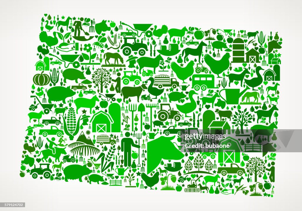 Colorado Farming and Agriculture Green Icon Pattern