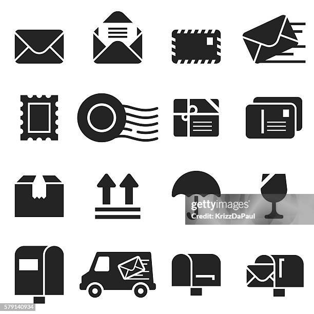 ilustraciones, imágenes clip art, dibujos animados e iconos de stock de iconos de correo [black edition] - e post