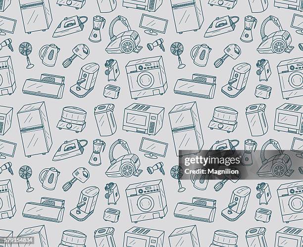 seamless appliances doodles - white goods stock illustrations