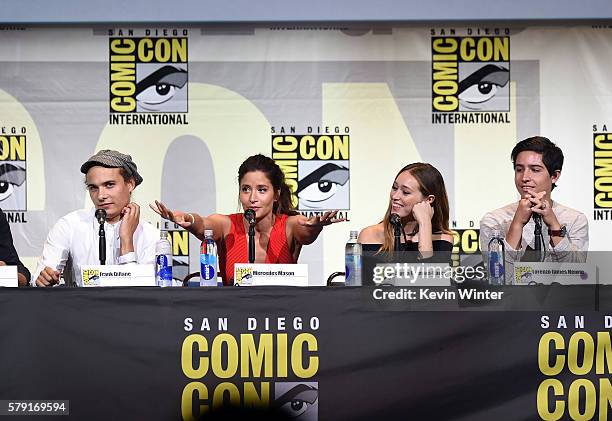 Actors Frank Dillane, Mercedes Masohn, Alycia Debnam Carey, and Lorenzo James Henrie attend AMC's "Fear The Walking Dead" Panel during Comic-Con...