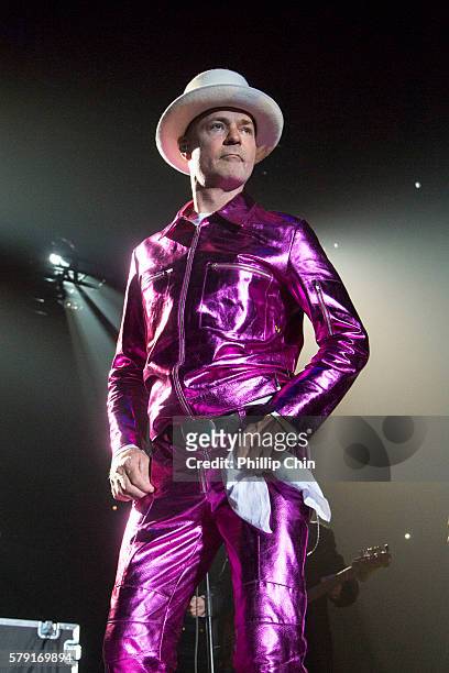 Singer Gord Downie of The Tragically Hip performs at their last Canadian tour "Man Machine Poem" at Save On Foods Memorial Centre on July 22, 2016 in...