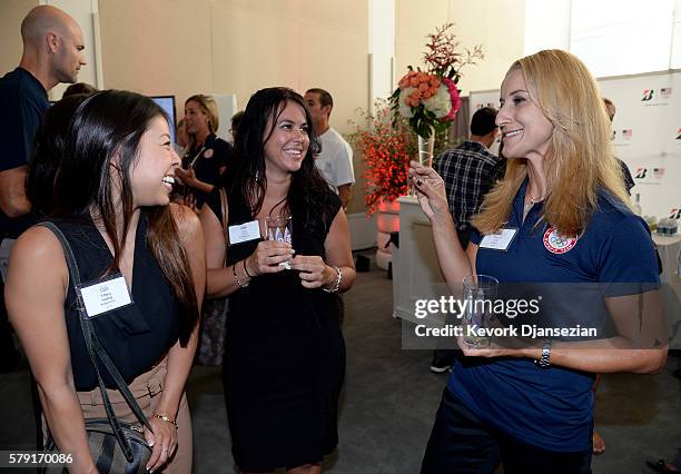 Olympian Khatuna Lorig mingles during the Toast to Team USA Send Off presented by Bridgestone event at The Paley Center for Media on July 22, 2016 in...