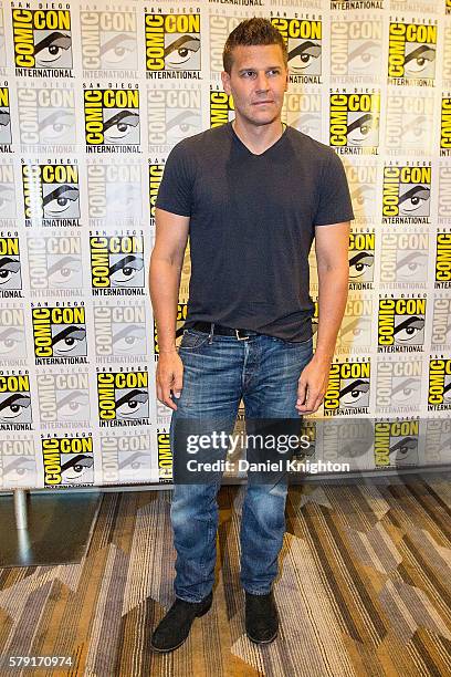 Actor David Boreanaz attends the "Bones" press line at Comic-Con International - Day 2 at Hilton Bayfront on July 22, 2016 in San Diego, California.