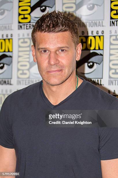 Actor David Boreanaz attends the "Bones" press line at Comic-Con International - Day 2 at Hilton Bayfront on July 22, 2016 in San Diego, California.