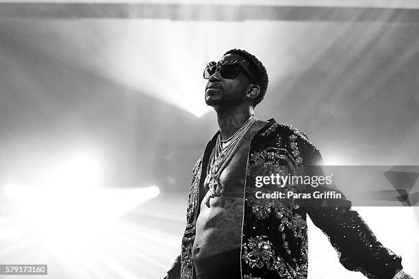 Gucci Mane performs on stage at Gucci and Friends Homecoming Concert at Fox Theatre on July 22, 2016 in Atlanta, Georgia.