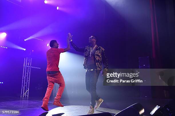 Zaytoven and Gucci Mane perform on stage at Gucci and Friends Homecoming Concert at Fox Theatre on July 22, 2016 in Atlanta, Georgia.