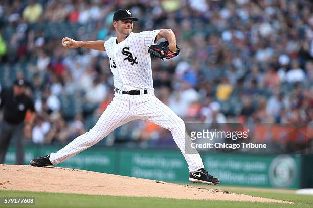 Chicago White Sox starting pitcher Jacob Turner works against the Detroit Tigers in the first inning at U.S. Cellular Field in Chicago on Friday,...