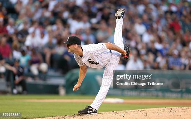 Chicago White Sox pitcher Jacob Turner follows through on a pitch in the third inning against the Detroit Tigers at U.S. Cellular Field in Chicago on...