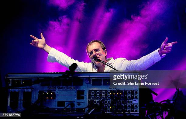 Macclesfield, ENGLAND Rick Smith of Underworld performs headlining day one of Bluedot Festival at Jodrell Bank on July 22, 2016 in Macclesfield,...
