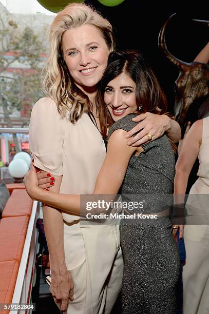 Actress Lucy Lawless and Dana DeLorenzo attend the STARZ San Diego Comic-Con Cocktail Party on July 22, 2016 in San Diego, California.