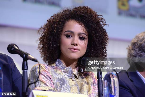 Actress Nathalie Emmanuel attends the "Game Of Thrones" panel during Comic-Con International 2016 at San Diego Convention Center on July 22, 2016 in...