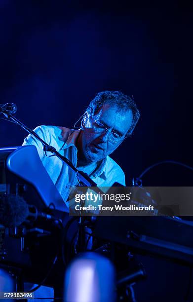 Macclesfield, ENGLAND Rick Smith of Underworld at Jodrell Bank on July 22, 2016 in Macclesfield, England.