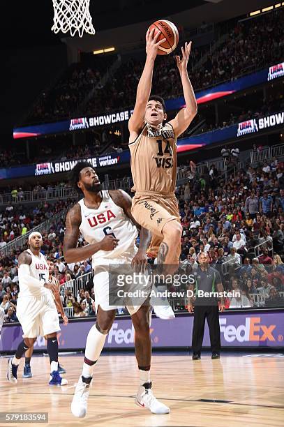 Gabriel Deck of Argentina shoots the ball against the USA Basketball Men's National Team on July 22, 2016 at T-Mobile Arena in Las Vegas, Nevada....