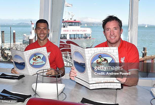 Robbie Fowler and Luis Garcia ambassadors of Liverpool during a visit to Fishermans Wharf on July 22, 2016 in San Francisco, California.
