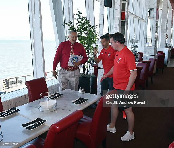 Robbie Fowler and Luis Garcia ambassadors of Liverpool during a visit to Fishermans Wharf on July 22, 2016 in San Francisco, California.