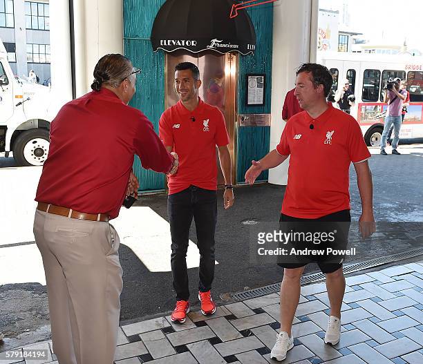 Robbie Fowler and Luis Garcia ambassadors of Liverpool during a visit to Fishermans Wharf on July 22, 2016 in San Francisco, California.