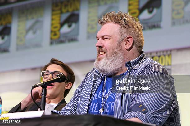 Actors Isaac Hempstead Wright and Kristian Nairn attend the "Game Of Thrones" panel during Comic-Con International 2016 at San Diego Convention...