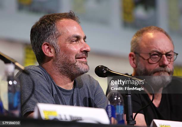 Director Miguel Sapochnik and actor Liam Cunningham attend the "Game of Thrones" panel during Comic-Con International 2016 at San Diego Convention...