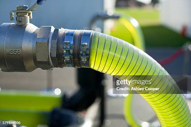 an algaelink algae growing system that is harvested to make ethanol and biodiesel producing oil from algae in this way is much more efficient than from growing traditional plant oil crops like oil seed rape it also has the benefit that it does not take up - biofuel stock pictures, royalty-free photos & images