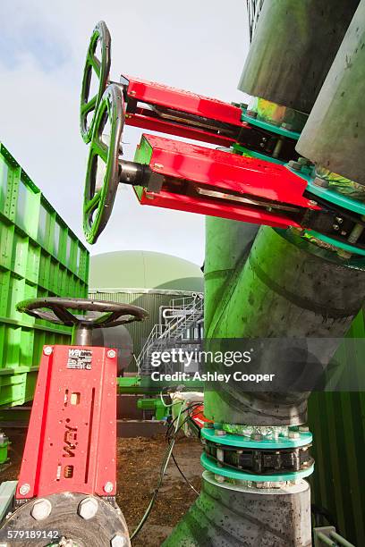 the farmgen anaerobic bio digestor at dryholme farm near silloth cumbria, uk. the plant which cost £4.5 million, produces 1.2 mw of electricity, enough to power 2000 households. it uses around 25,000 tons of feedstock annualy, mainly maize and grass, whic - silloth stock pictures, royalty-free photos & images