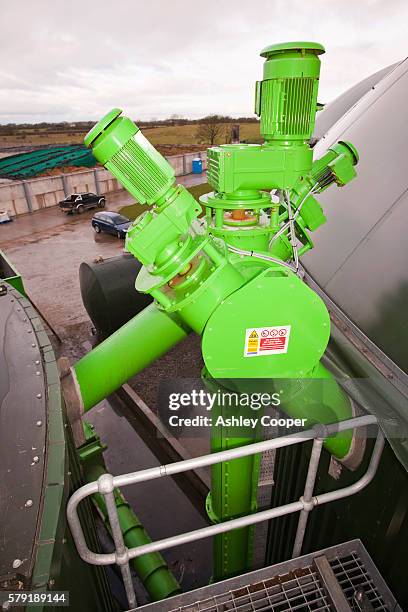 the farmgen anaerobic bio digestor at dryholme farm near silloth cumbria, uk. the plant which cost £4.5 million, produces 1.2 mw of electricity, enough to power 2000 households. it uses around 25,000 tons of feedstock annualy, mainly maize and grass, whic - silloth stock pictures, royalty-free photos & images