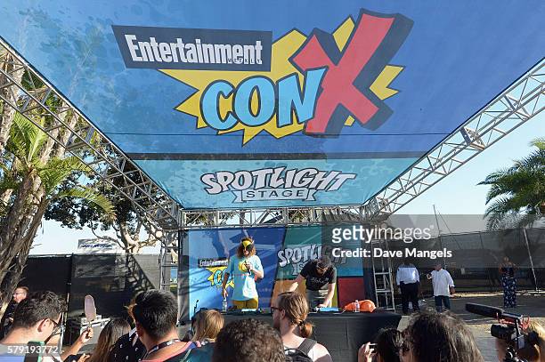 Comedians Blake Anderson and Anders Holm DJ onstage during Entertainment Weekly Con-X at Embarcadero Marina Park North on July 22, 2016 in San Diego,...