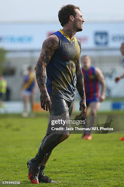 Ed Carr of Williamstown during the round 16 VFL match between Port Melbourne and Williamstown at North Port Oval on July 23, 2016 in Melbourne,...