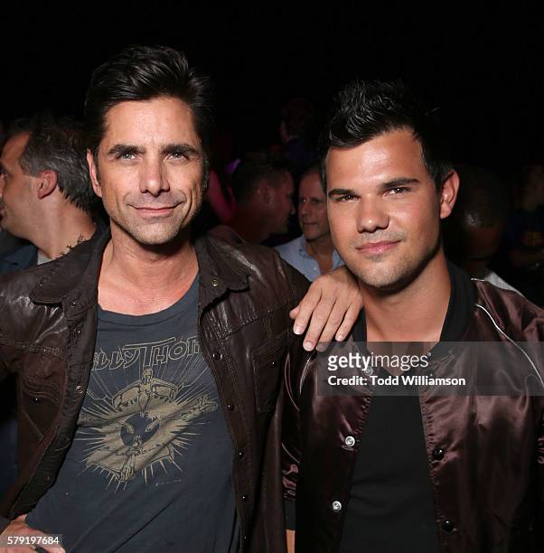 John Stamos and Taylor Lautner attend the Comic-Con International 2016 - 20th Century Fox Party at Andaz Hotel on July 22, 2016 in San Diego,...