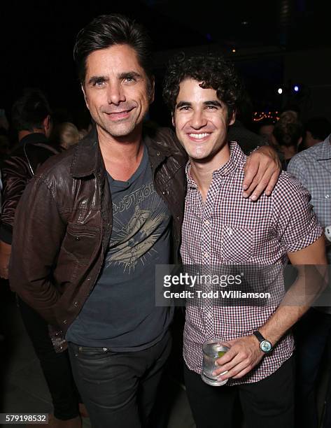John Stamos and Darren Criss attend the Comic-Con International 2016 - 20th Century Fox Party at Andaz Hotel on July 22, 2016 in San Diego,...