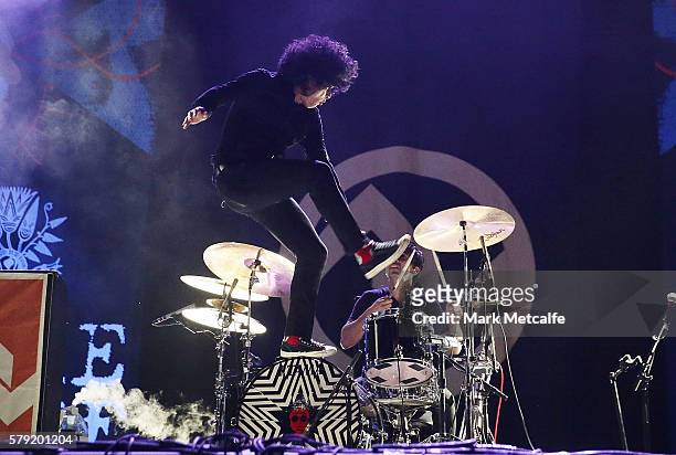Cedric Bixler-Zavala of At the Drive-In performs during Splendour in the Grass 2016 on July 23, 2016 in Byron Bay, Australia.