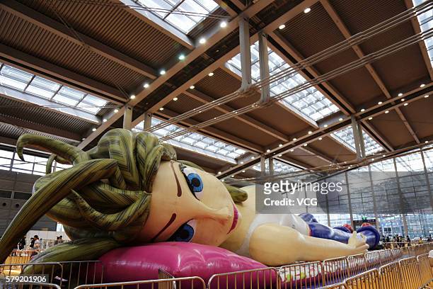 Meter-long inflatable cartoon is seen during the 2016 Shenzhen Cartoon and Animation Festival at at the Shenzhen Convention and Exhibition Center on...