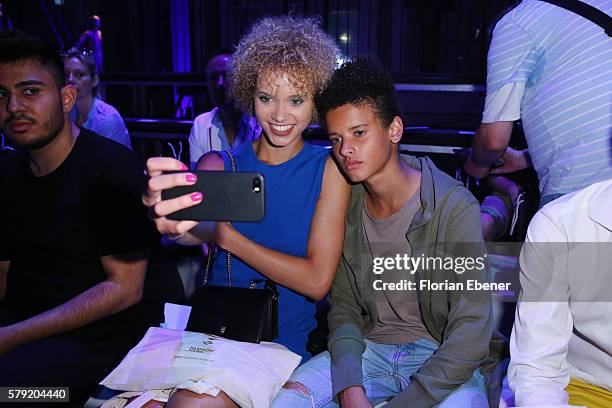 Taynara and her brother attend the Fashionyard show during Platform Fashion July 2016 at Areal Boehler on July 23, 2016 in Duesseldorf, Germany.