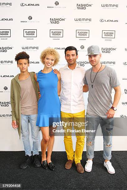 Guests, Taynara and her brother attend the Fashionyard show during Platform Fashion July 2016 at Areal Boehler on July 23, 2016 in Duesseldorf,...