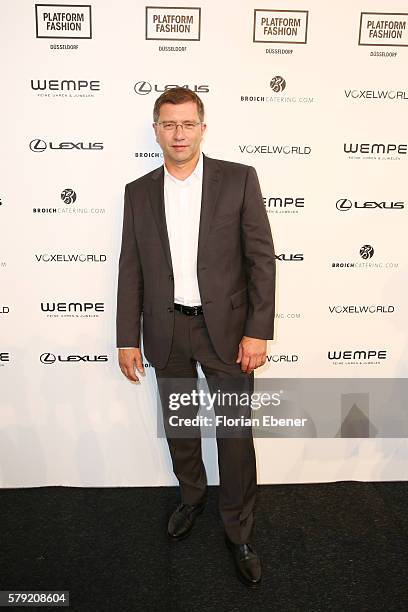 Thomas Schalberger attends the 3D Fashion Presented By Lexus show during Platform Fashion July 2016 at Areal Boehler on July 23, 2016 in Duesseldorf,...