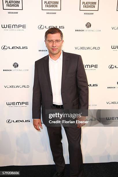 Thomas Schalberger attends the 3D Fashion Presented By Lexus show during Platform Fashion July 2016 at Areal Boehler on July 23, 2016 in Duesseldorf,...