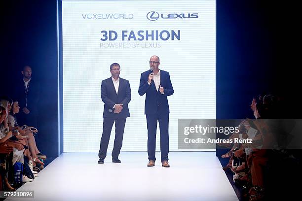 General view of the runway at the 3D Fashion Presented By Lexus show during Platform Fashion July 2016 at Areal Boehler on July 23, 2016 in...