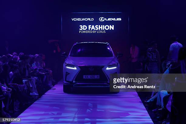 Car is seen on the runway at the 3D Fashion Presented By Lexus show during Platform Fashion July 2016 at Areal Boehler on July 23, 2016 in...