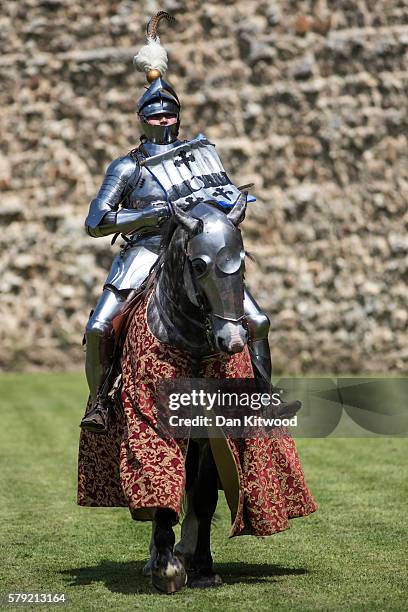 Jousting re-enactment takes place at Framlingham Castle on July 23, 2016 in Framlingham, England. English Heritage have launched a petition calling...