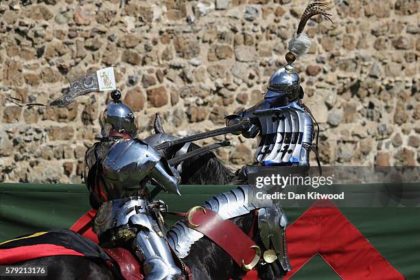 Jousting re-enactment takes place at Framlingham Castle on July 23, 2016 in Framlingham, England. English Heritage have launched a petition calling...