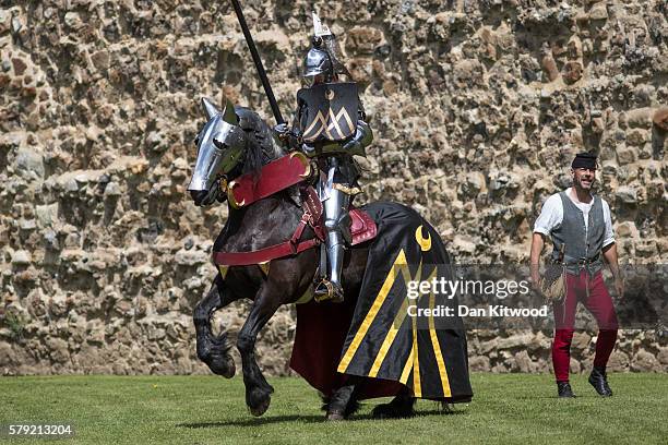 Jousting re-enactment takes place at Framlingham Castle on July 23, 2016 in Framlingham, England. English Heritage have launched a petition calling...