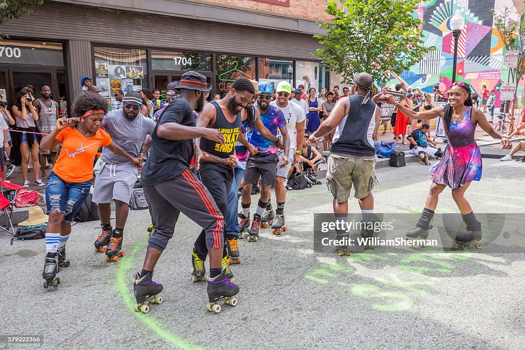 Baltimore Maryland Artscape 2016 -- Roller Skating Club Entertains