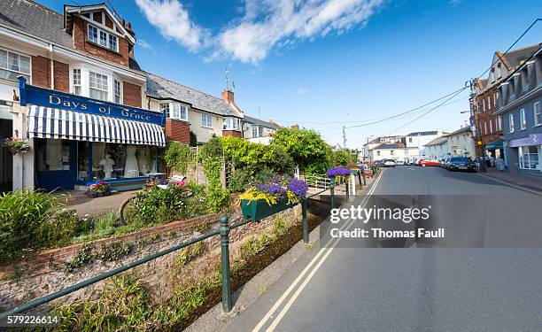 budleigh salterton high street in devon - budleigh stock pictures, royalty-free photos & images