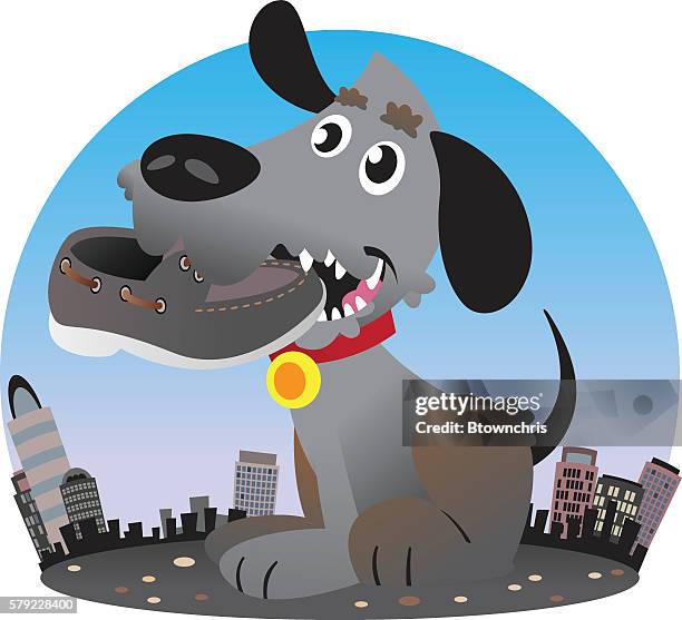 dog with shoe - chew shoe stock illustrations