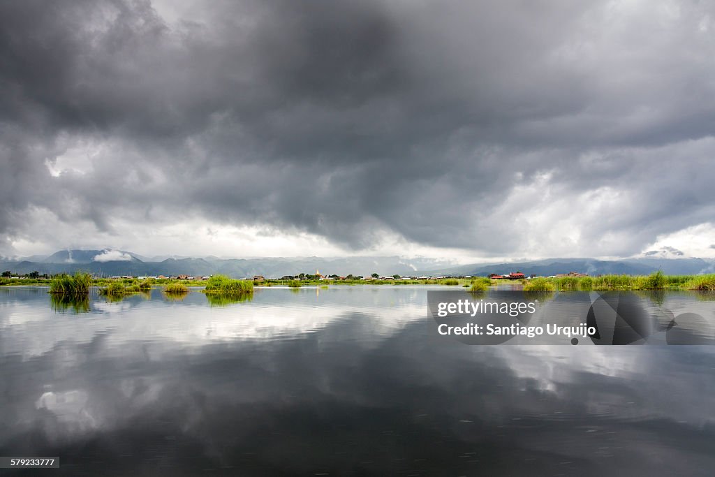 Stormy monsoon clouds over Inle lake