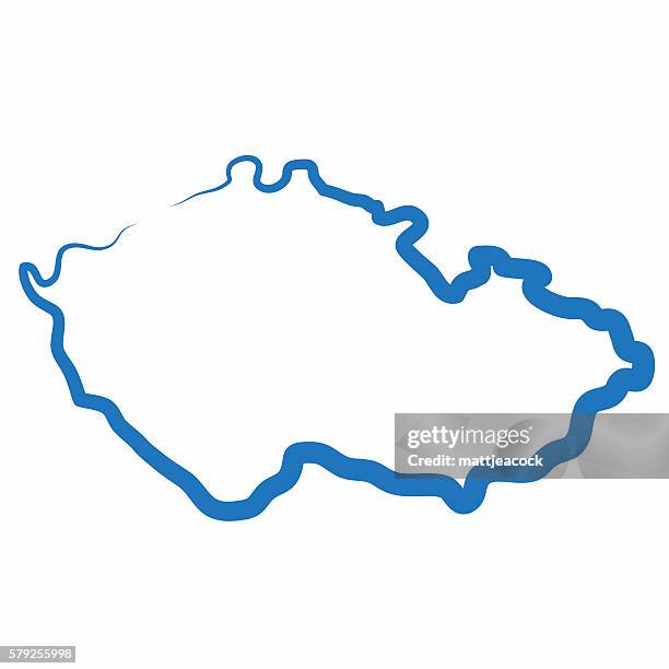 czech republic outline map made from a single line - czech republic map stock illustrations