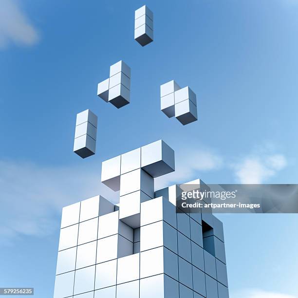 various elements forming a cube - puzzel stockfoto's en -beelden
