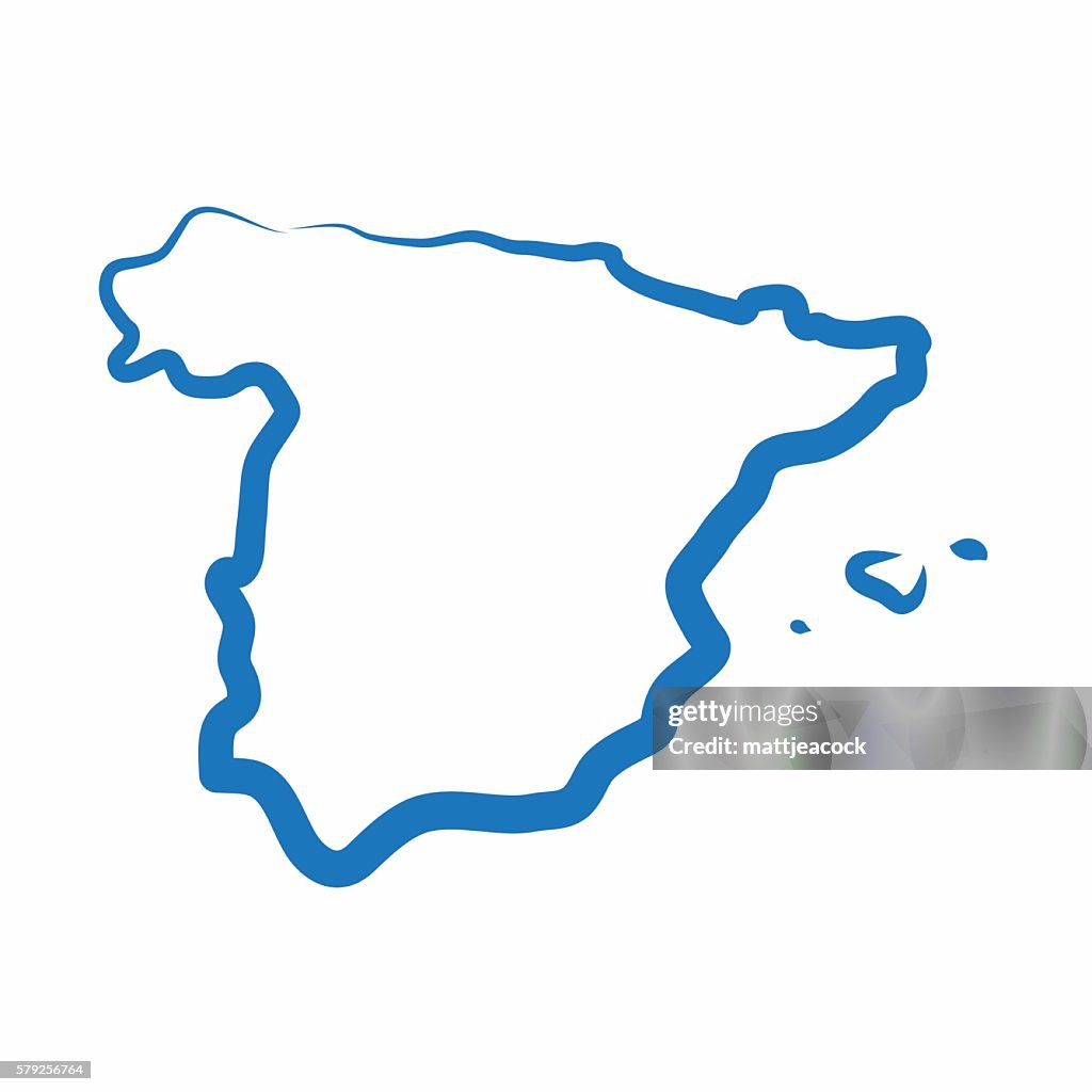Spain outline map made from a single line